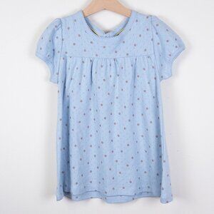 NEW Mini Boden Pointelle Short Sleeve Polka Dot Shirt Tunic Light Blue Girls 8-9